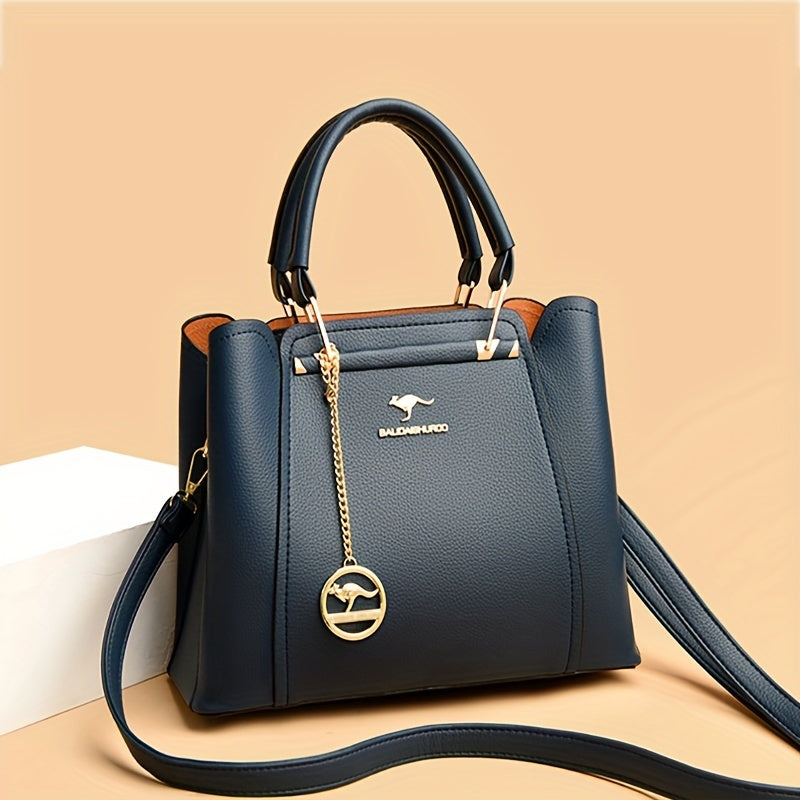 Nylon Convertible Crossbody Tote Bag With Golden Hardware