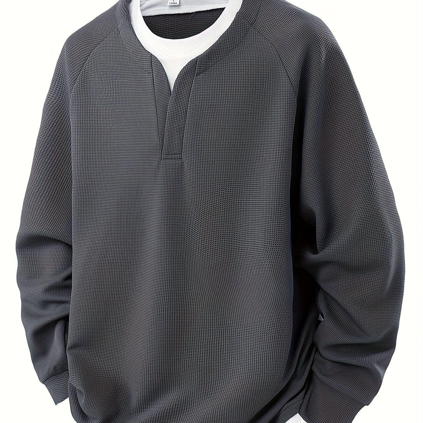 Men Waffle Long Sleeve T Shirts And Patchwork Sweatshirts