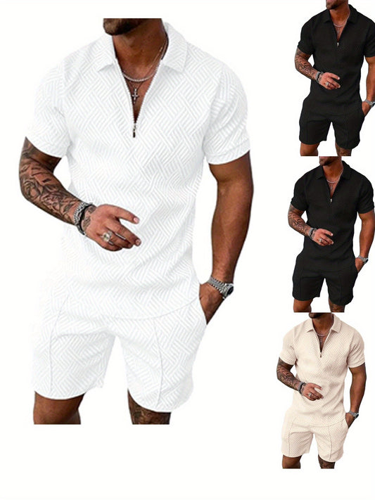 Mens Polo Shirt And Shorts Set 2Pc Casual Summer Outfit