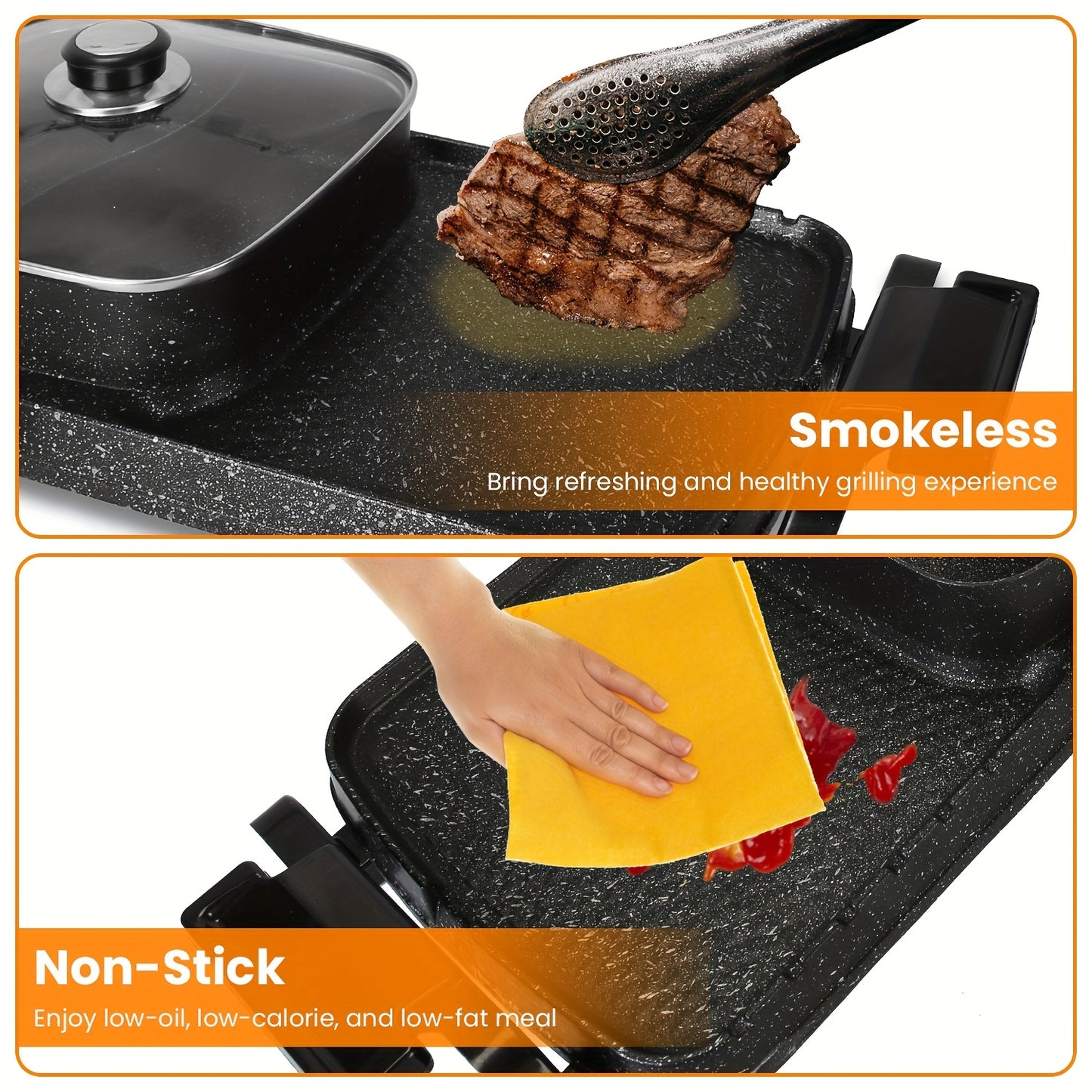 TAOTRONICS 2 In 1 Electric Hot Pot And Grill Smokeless