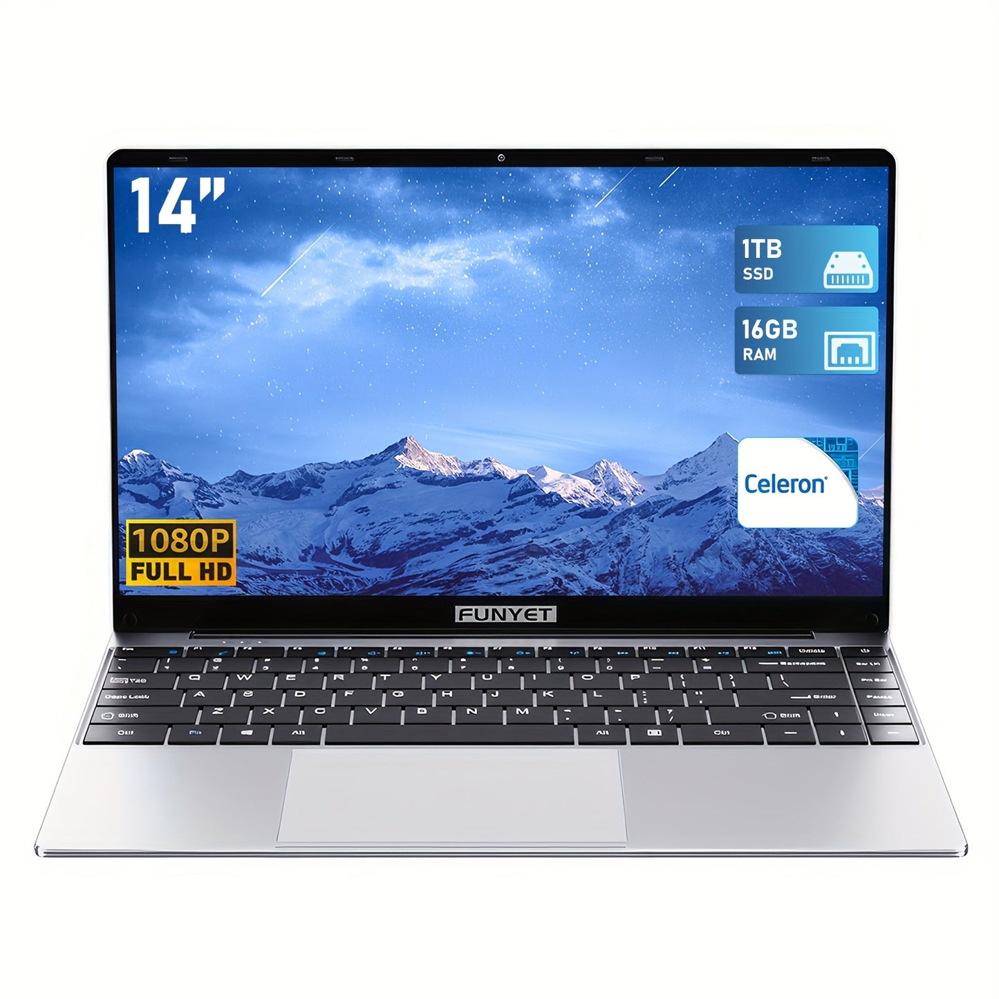 FUNYET Intel Celeron N5095 Laptop 8GB RAM 256GB SSD FHD