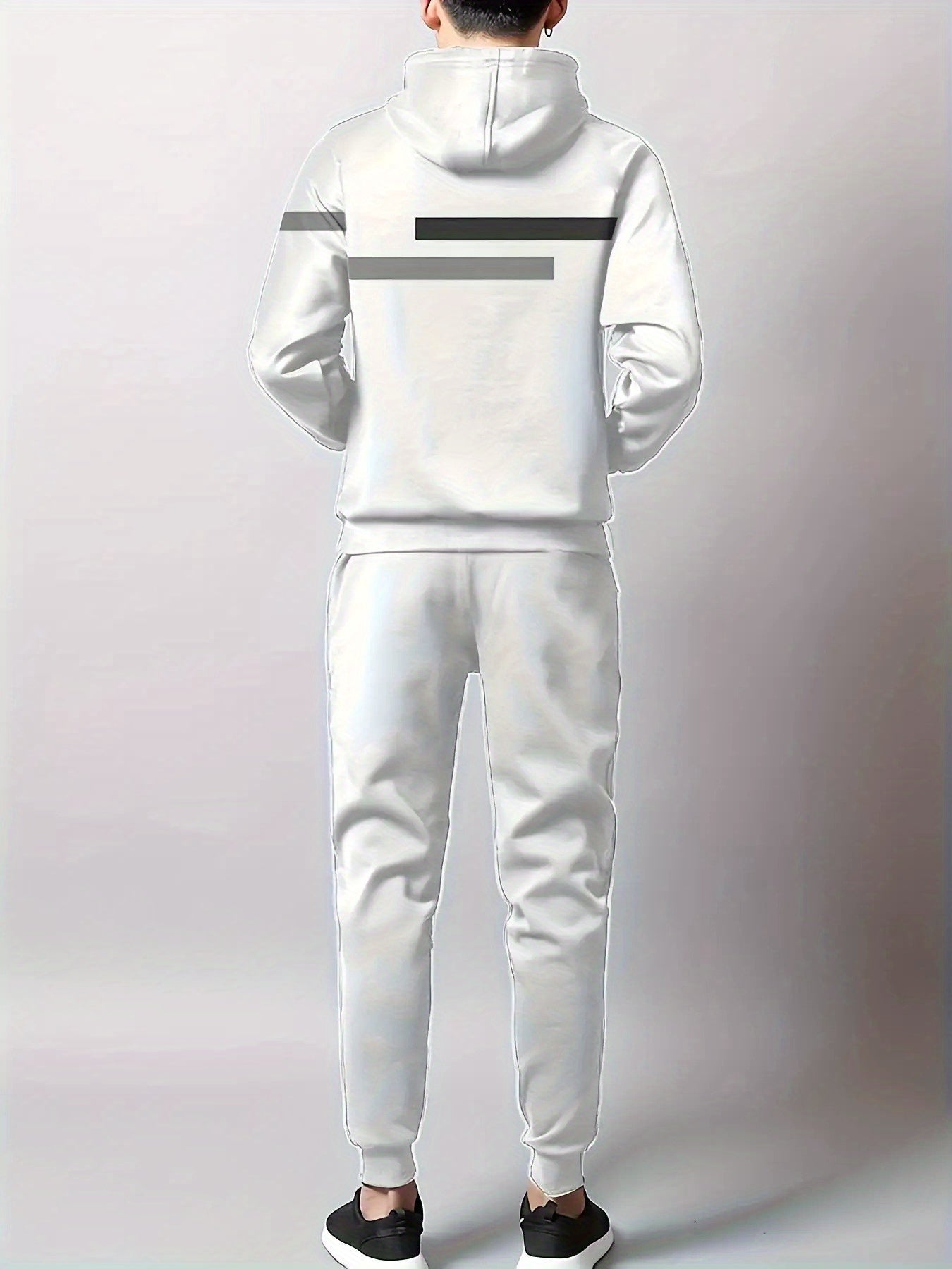 Mens Striped Digital Print Hooded Tracksuit Set For Spring
