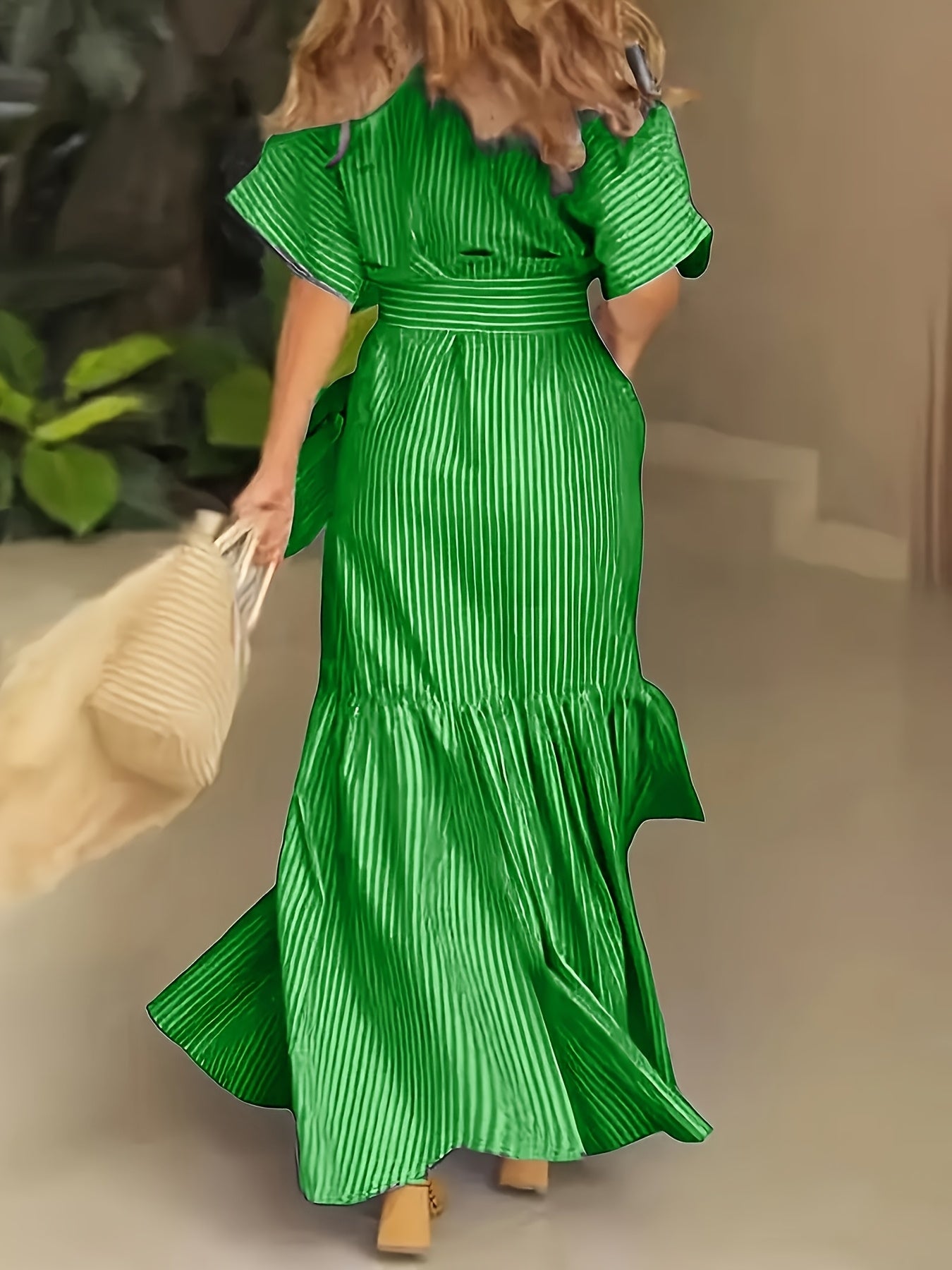 Digital Printed Striped Shirt Dress Long Length Regular Fit
