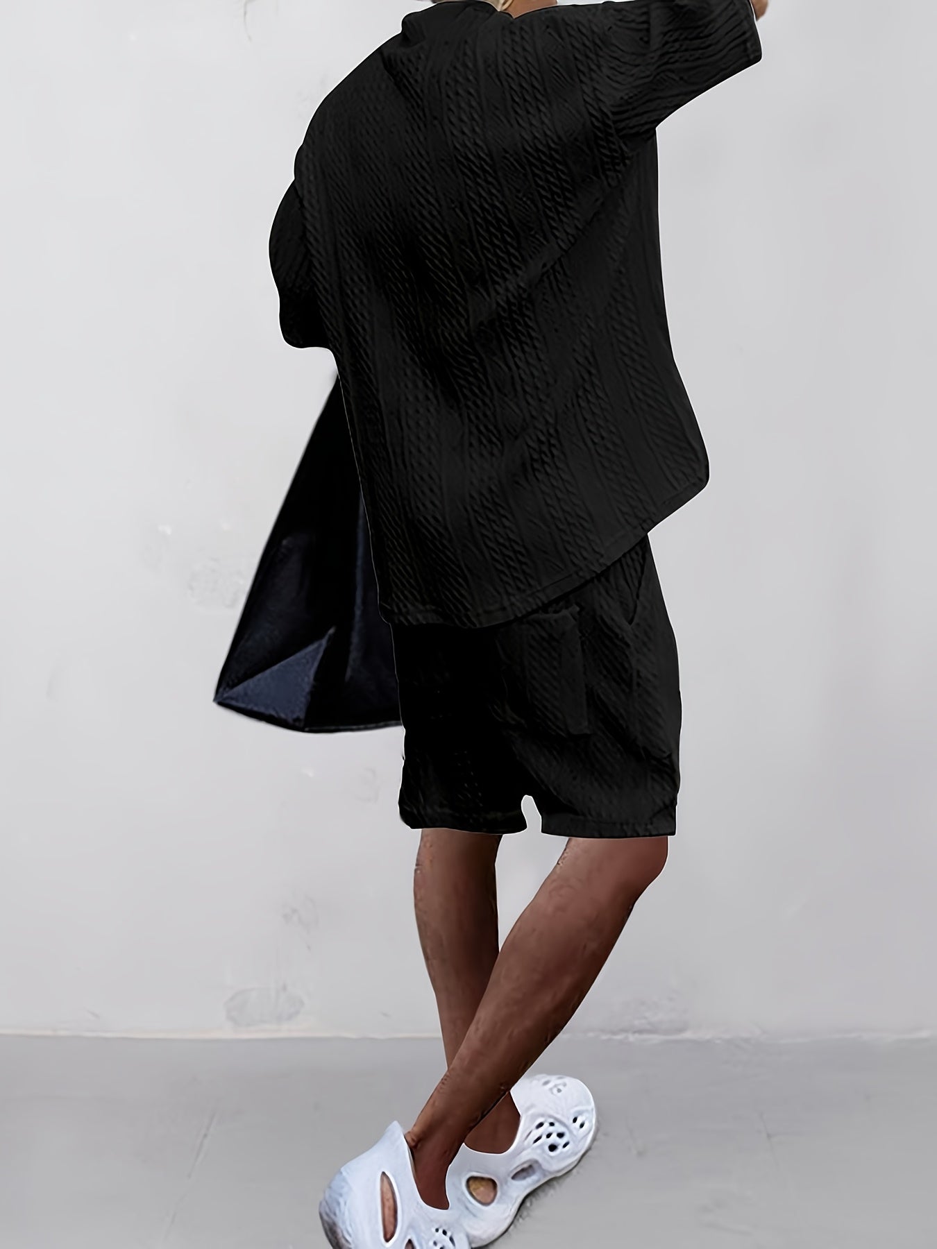 Mens Casual V Neck Knit Sweater And Shorts Set For Summer