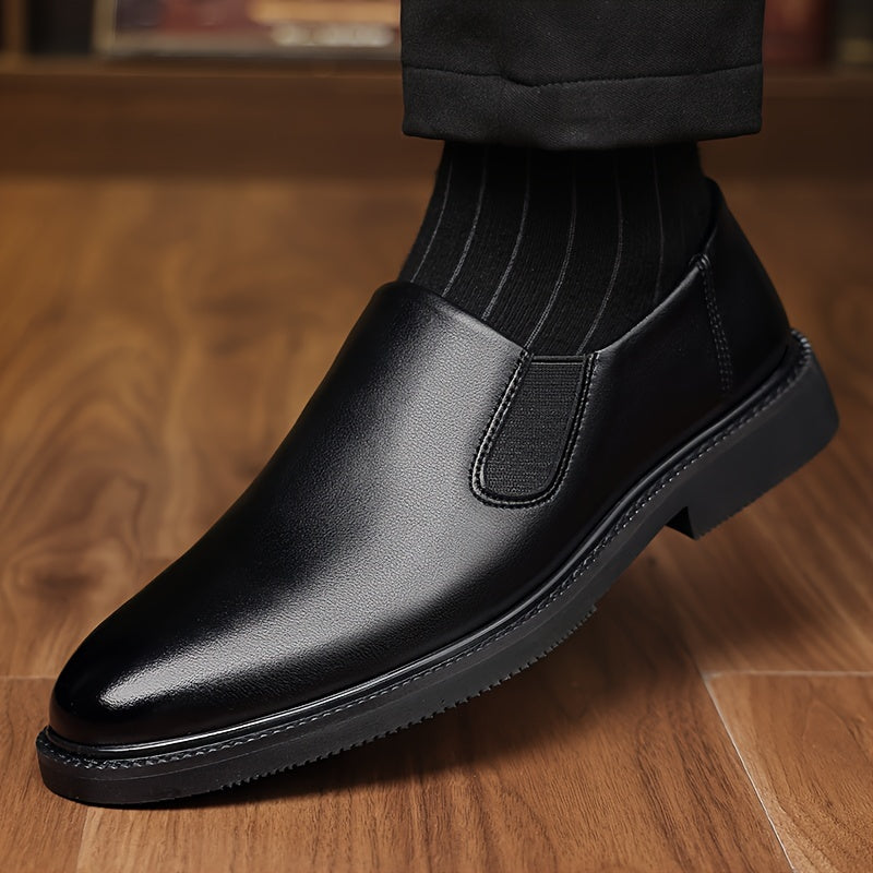 Men's Pointed Toe Slip On Loafers PU Insole Leather Upper