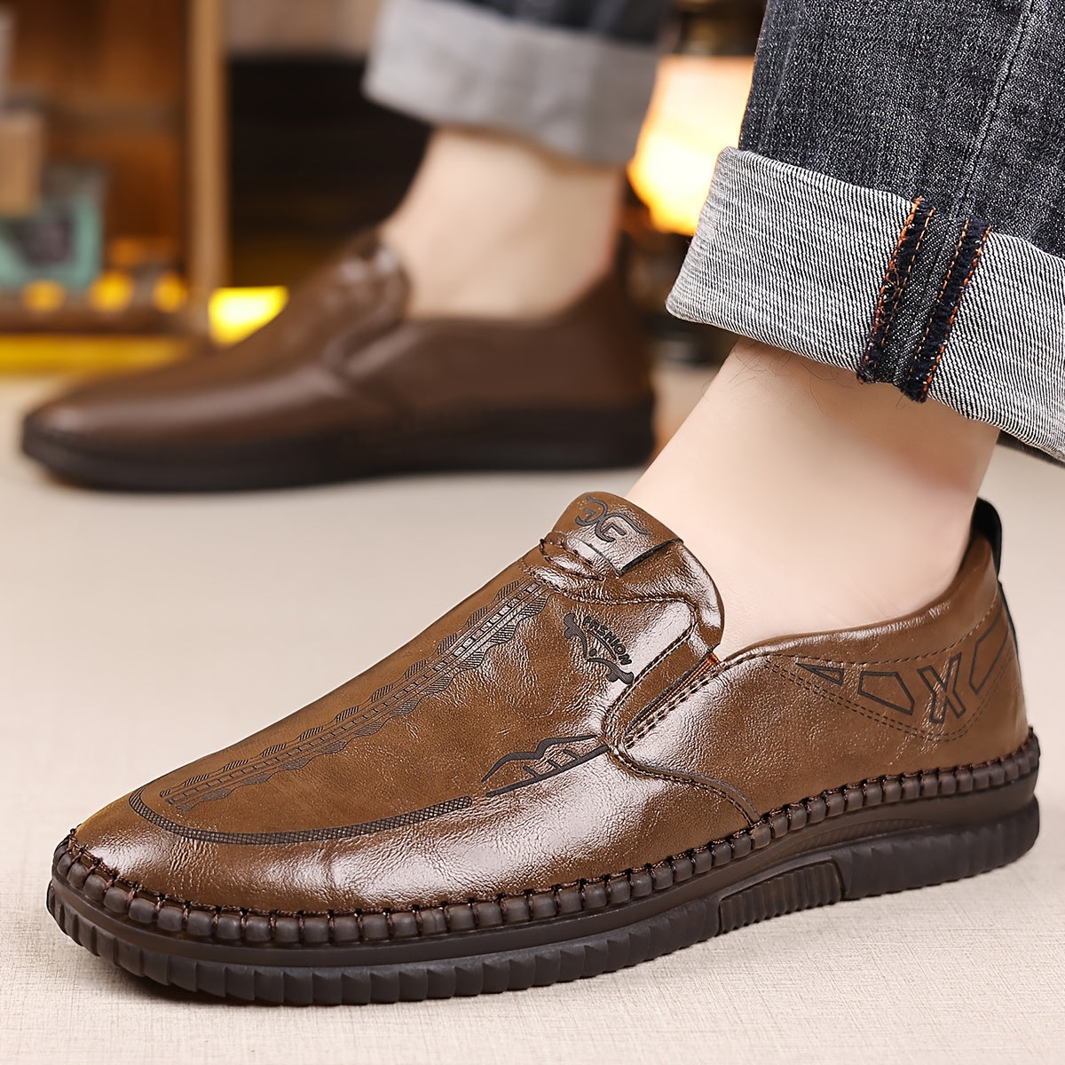 Men's Loafers For All Seasons With Non Slip Soles Stitching