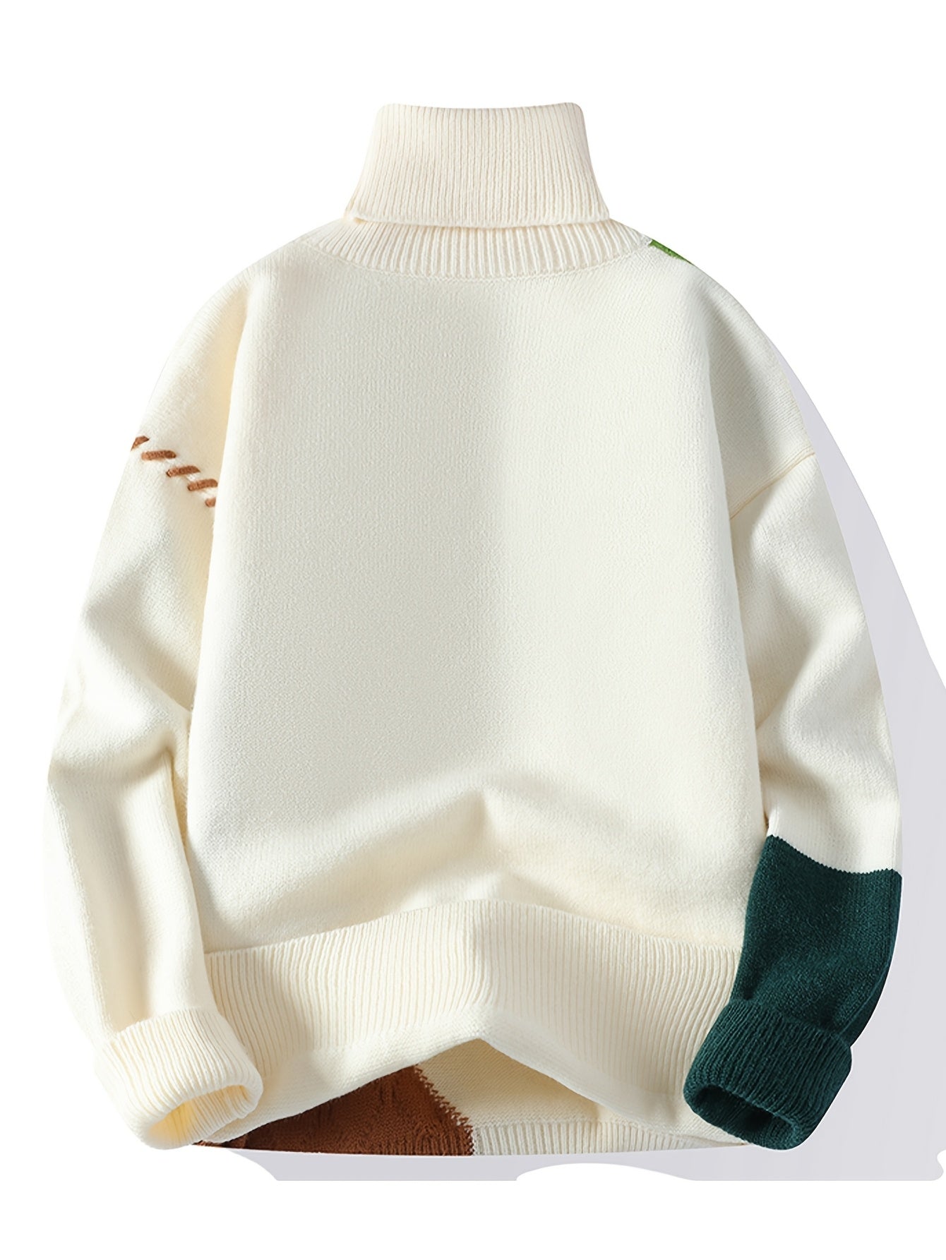 SENMEIGUO Mens Slim Fit Geometric Knit Pullover High Neck
