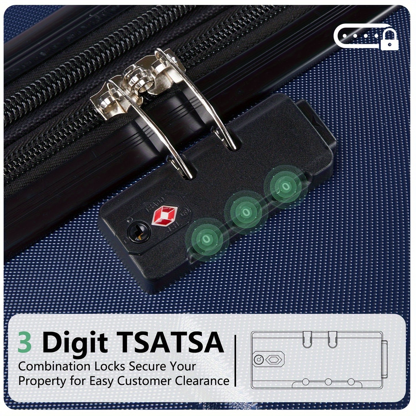 Sweetcrispy Expandable ABS Spinner Luggage With TSA Lock