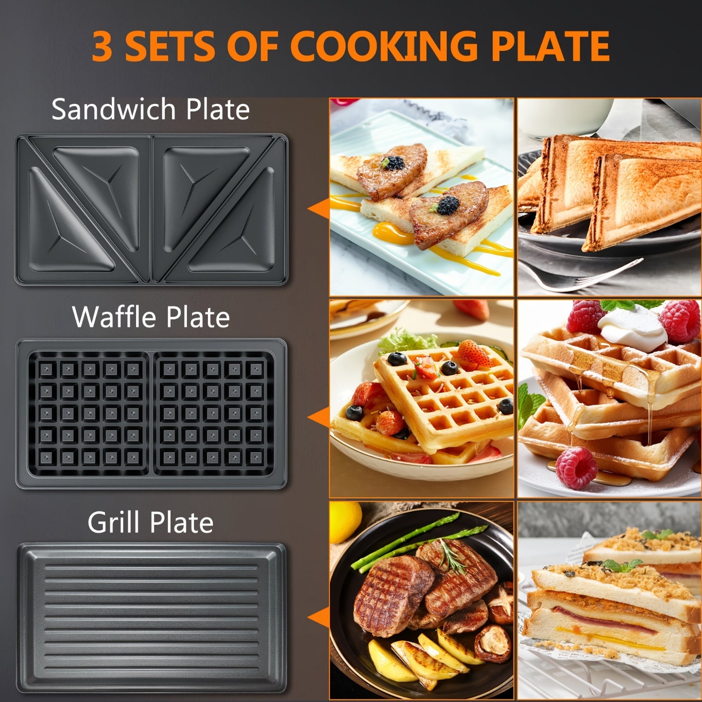 CACHOO Electric Smokeless Grill Three In One Indoor Griddle