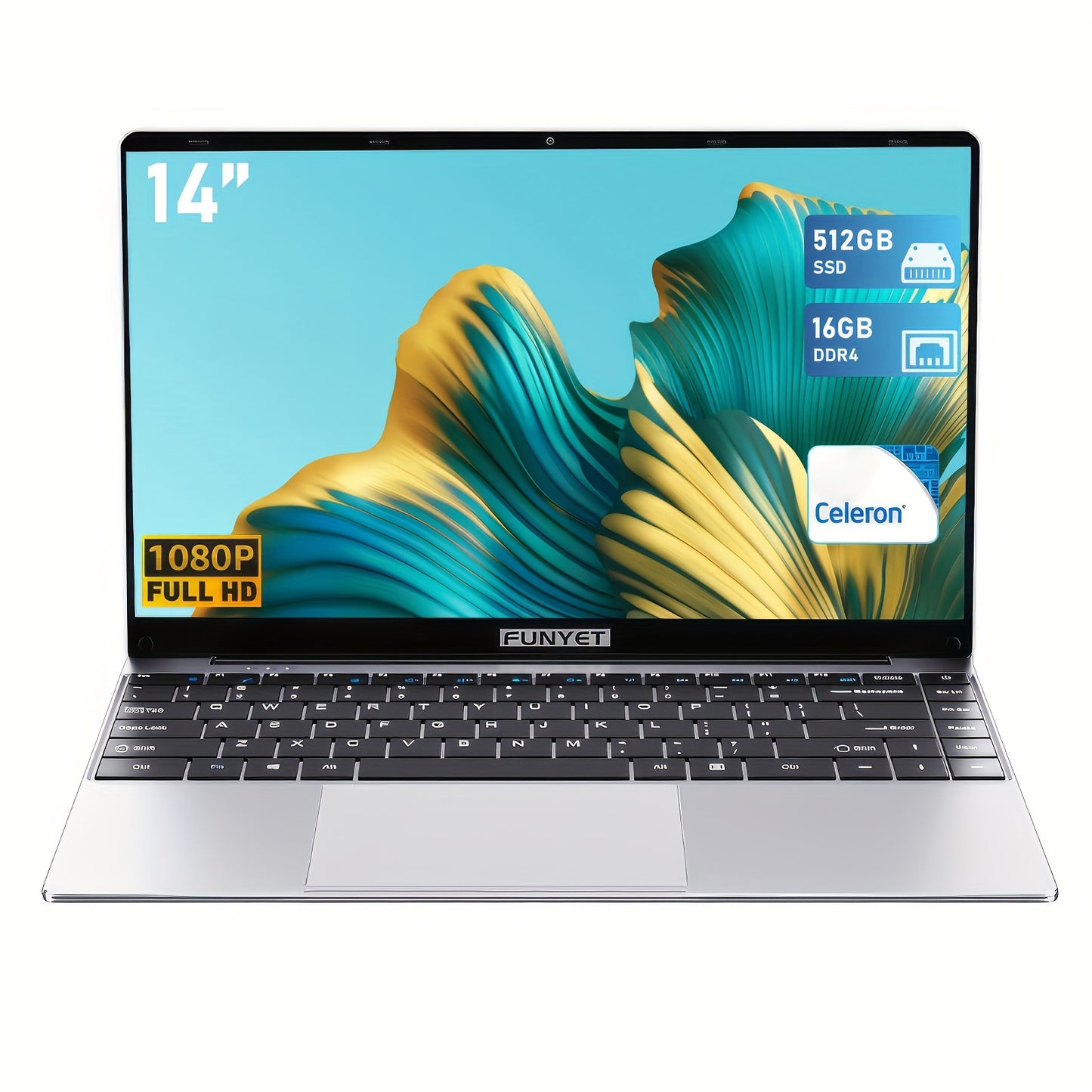 FUNYET Intel Celeron N5095 Laptop 8GB RAM 256GB SSD FHD