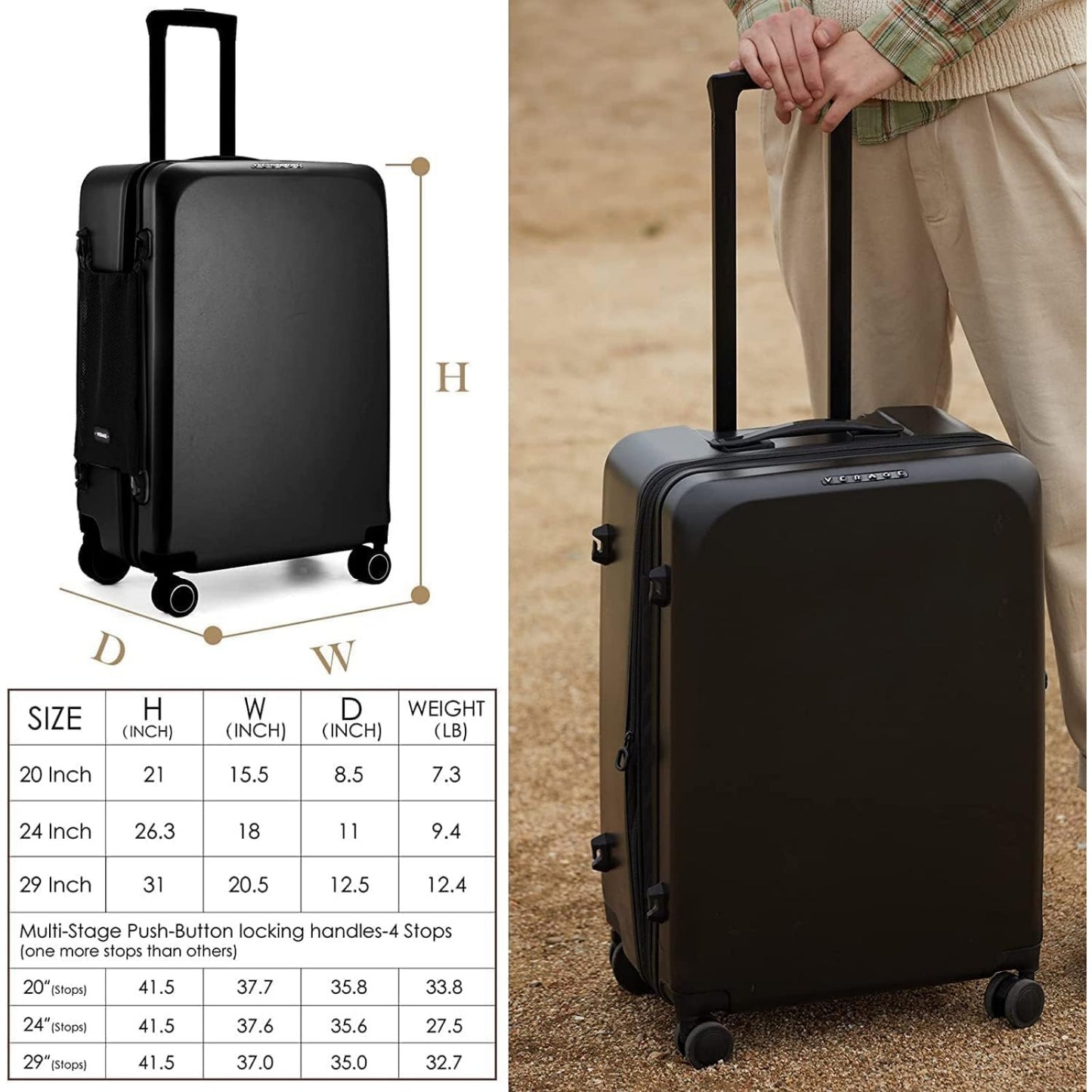 AMAGENIX Expandable Hardshell Luggage Set Spinner Wheels