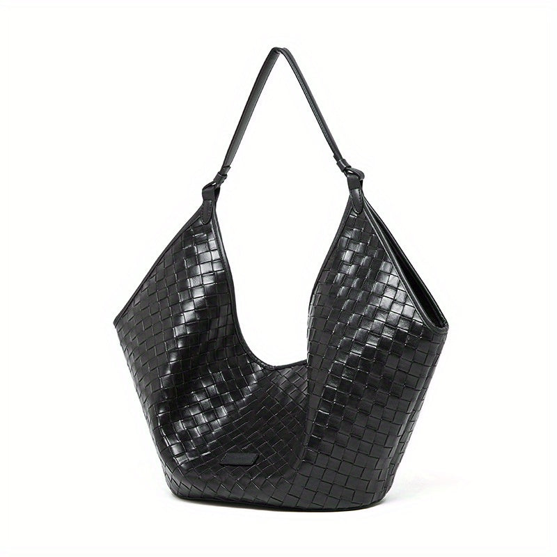Vintage Cowhide Woven Leather Tote Bag by Unknown Brand
