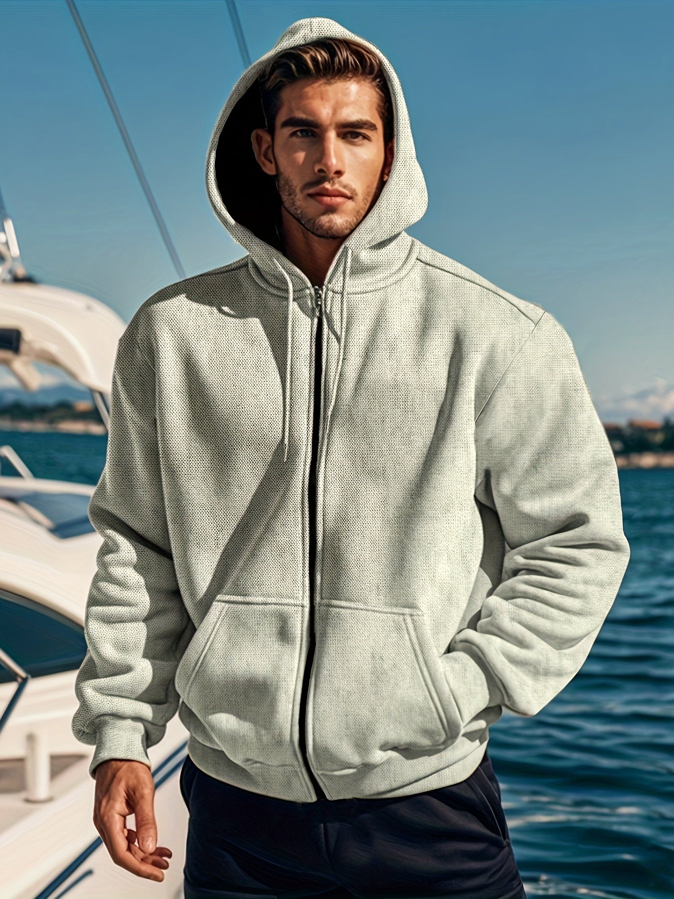 Mens Zipper Hoodie Casual Sports Jacket For Spring Autumn