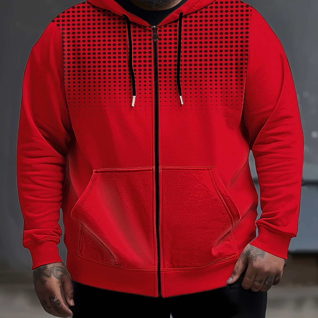 Men's Hooded Zip Up Hoodie Polka Dot Print Machine Washable