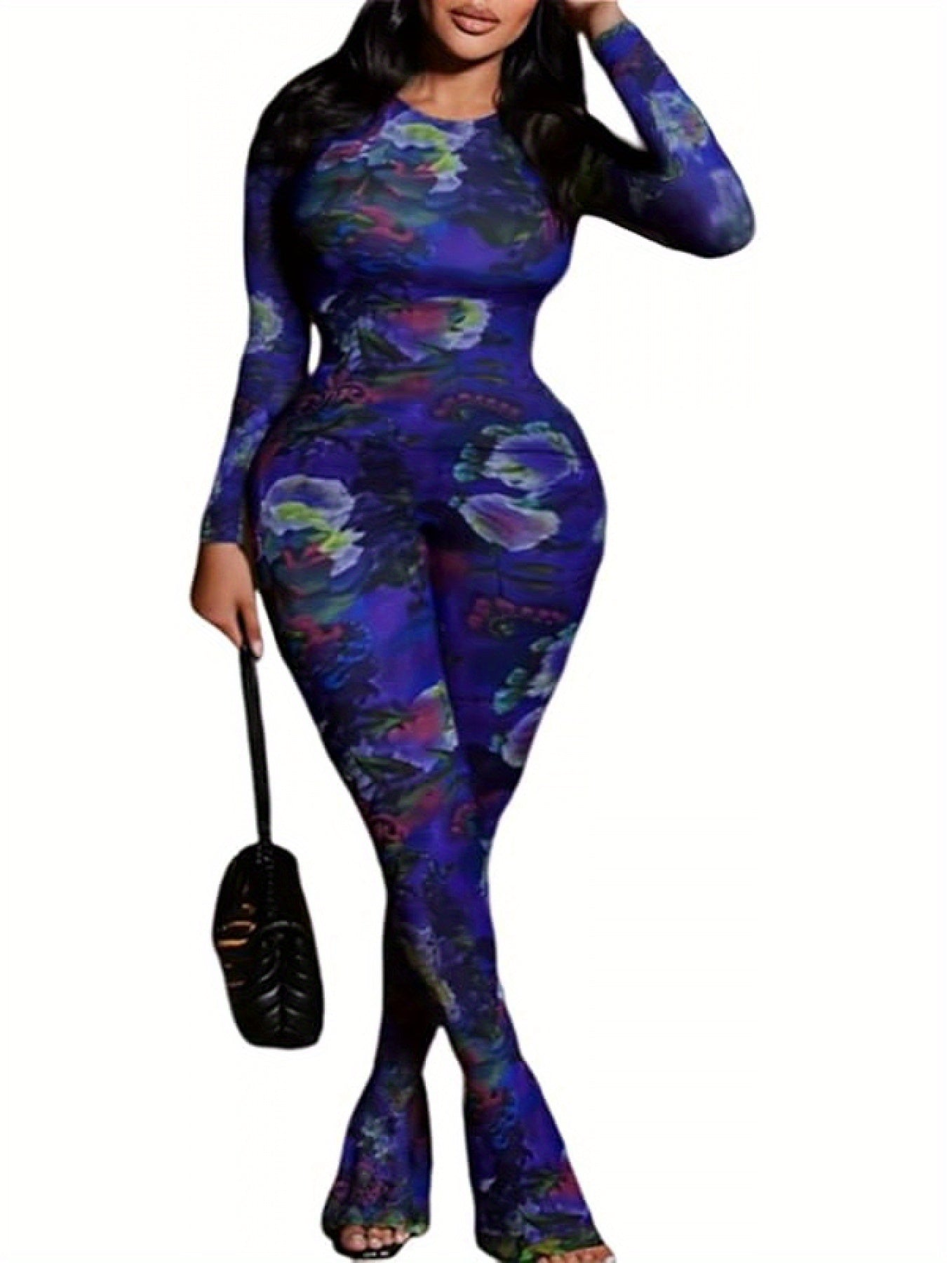 Floral Sheer Mesh Two Piece Set Women Retro Style Leisure