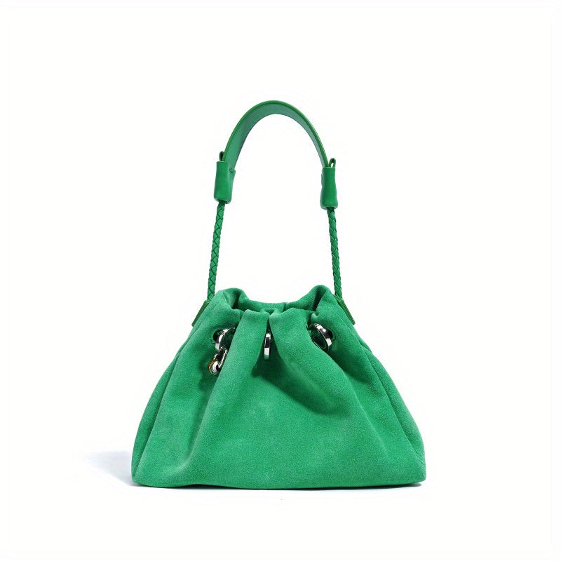 Genuine Leather Crossbody Bag With Zipper Closure And Strap