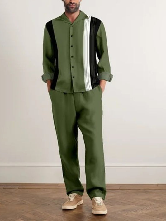 Men's Classic Striped Suit Set With Matching Trousers