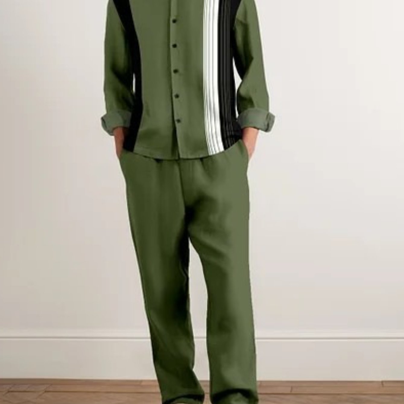 Men's Classic Striped Suit Set With Matching Trousers