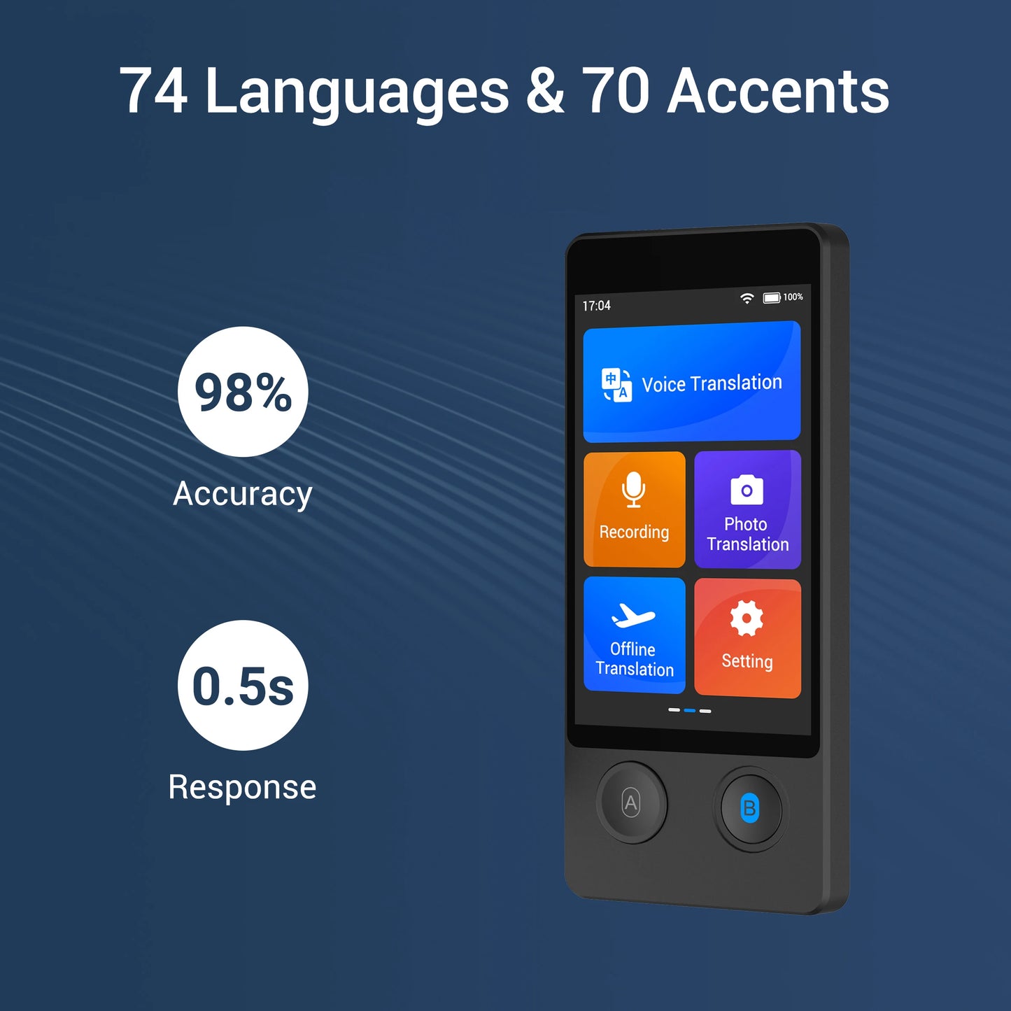 Wooask [W12] Translator Device,Real Time Language Translator, Instant Voice Offline Translator,for Travel Business Learning