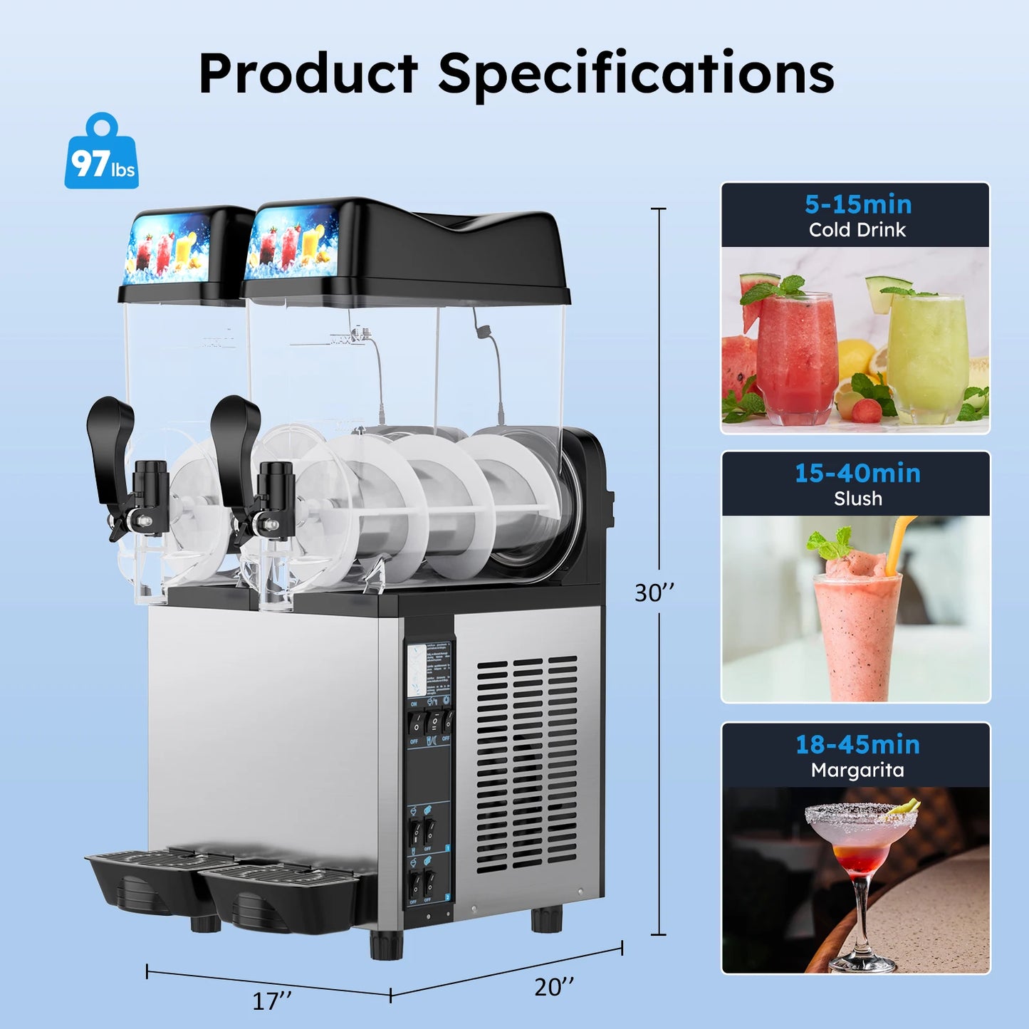 SHICUO 30L Commercial Slushy Machine Beverage Dispenser