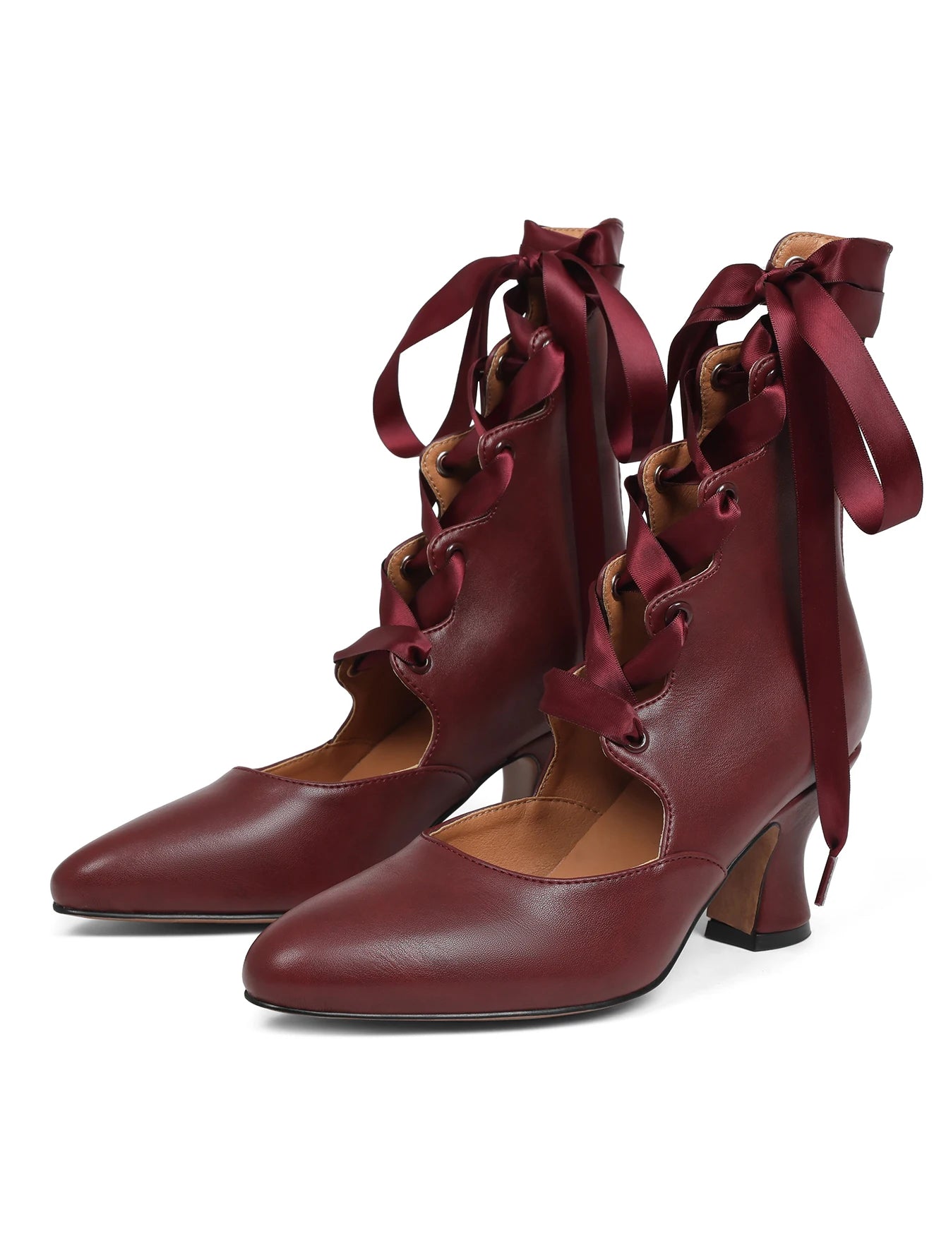 Gothic Lace Up High Heels For Women Satin Ribbon Pumps
