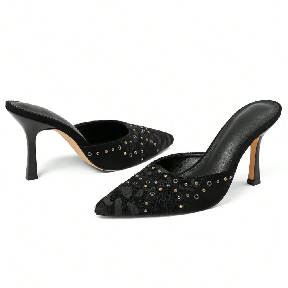 Leopard Print Pointed Toe Bow Heels Pumps For Women