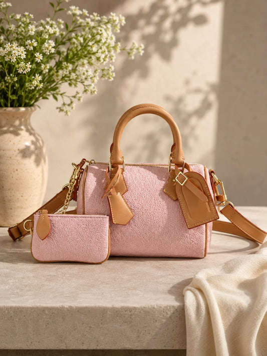 Fashion New Design Luxury Women's Bag 22x14x17.5cm Speed Pink Portable Handbag With Shoulder Strap Without Box