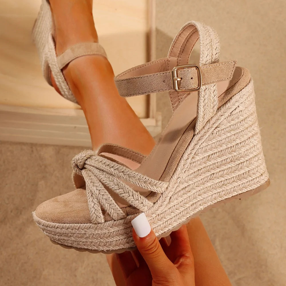 Womens Wedge Sandals Ankle Strap Open Toe Platform Casual Footwear