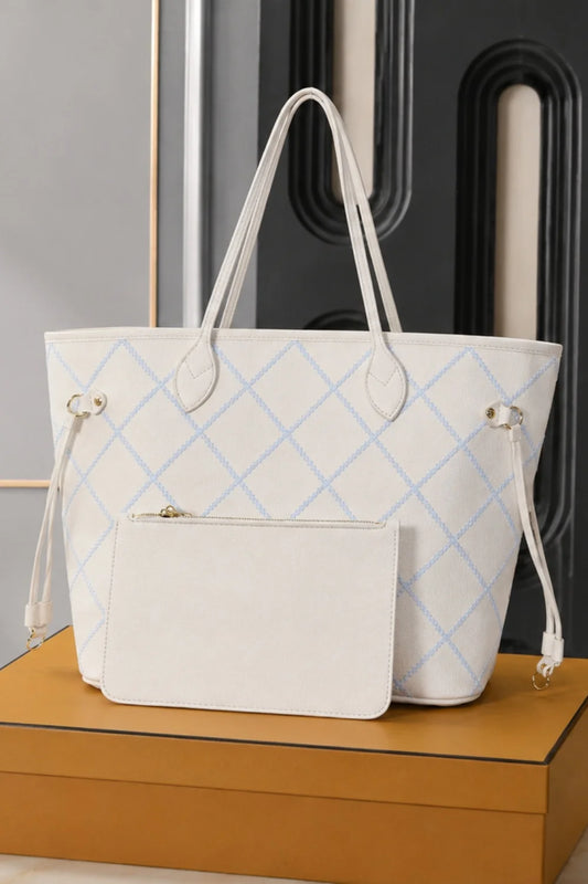 2026 Fashion New Luxury Women's Bag 31X28X14CM White Plaid Portable Large Capacity Handbag Without Box