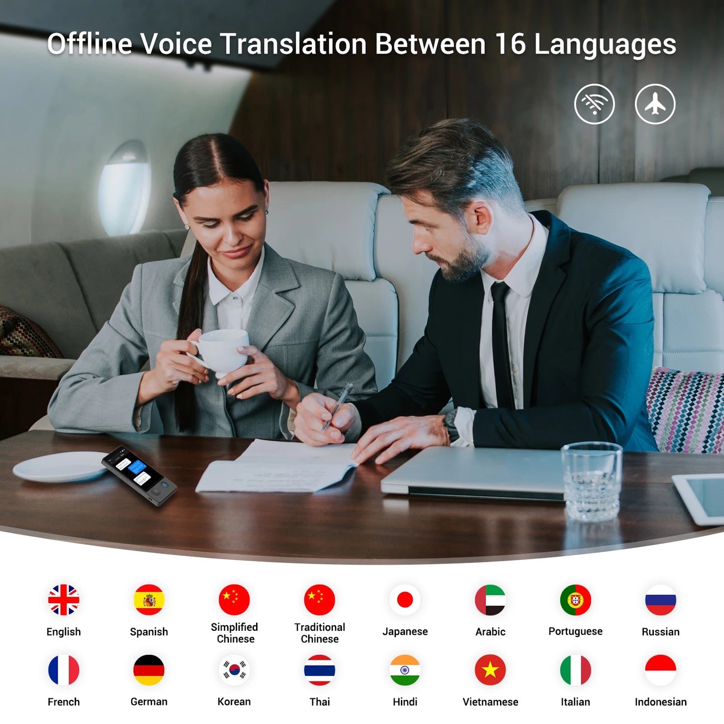 Wooask [W12] Translator Device,Real Time Language Translator, Instant Voice Offline Translator,for Travel Business Learning