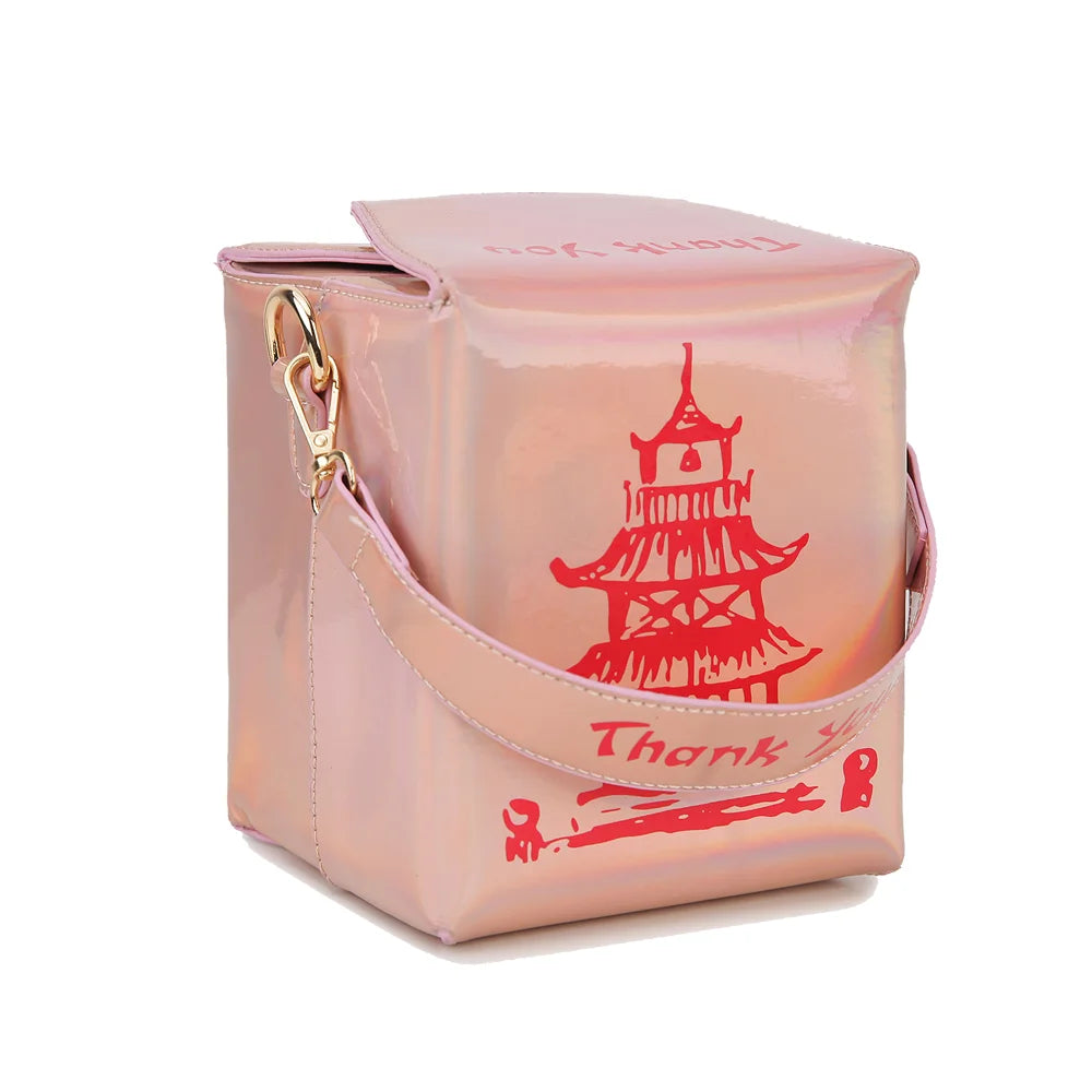 Enjoinin Chinese Takeout Box PU Leather Crossbody Shoulder Bag