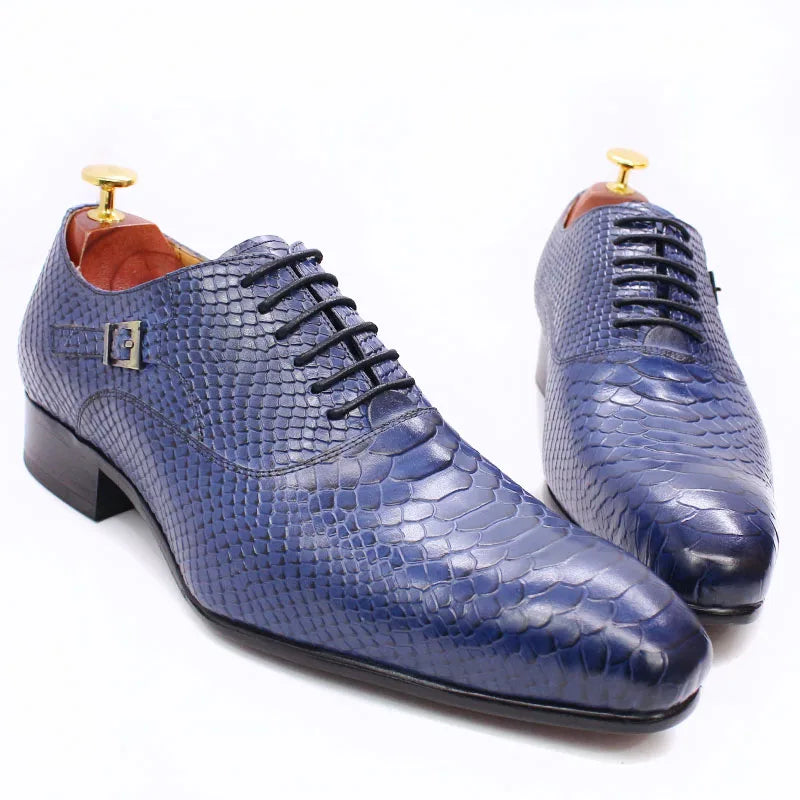 Daniel Wafer Luxury Men's Oxford Shoes Snake Skin Print