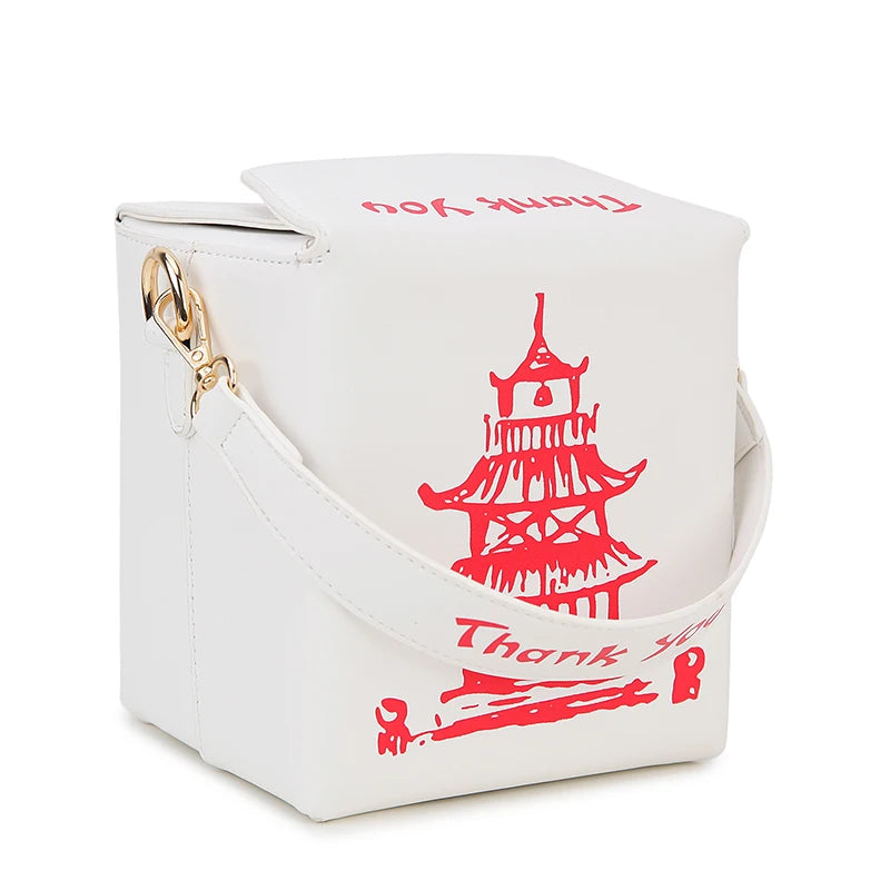 Enjoinin Chinese Takeout Box PU Leather Crossbody Shoulder Bag