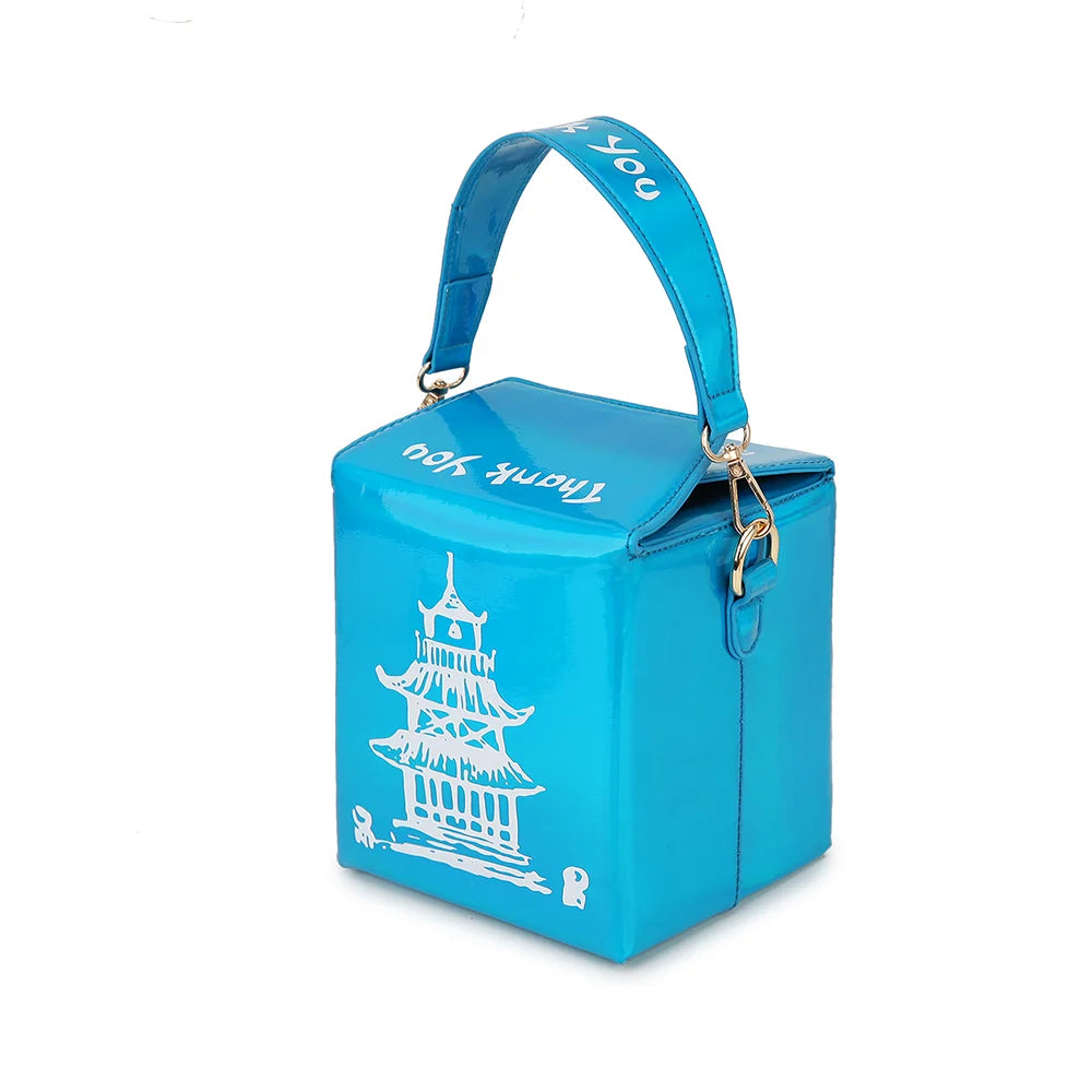 Enjoinin Chinese Takeout Box PU Leather Crossbody Shoulder Bag