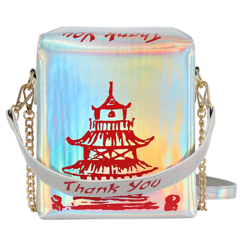 Enjoinin Chinese Takeout Box PU Leather Crossbody Shoulder Bag