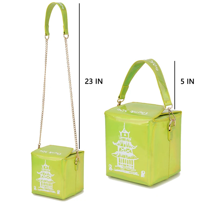 Enjoinin Chinese Takeout Box PU Leather Crossbody Shoulder Bag