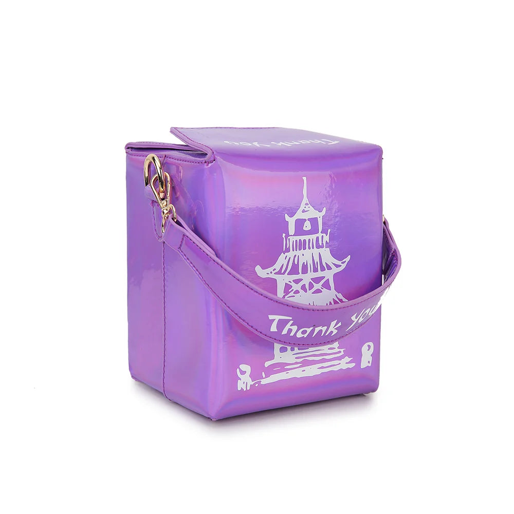 Enjoinin Chinese Takeout Box PU Leather Crossbody Shoulder Bag