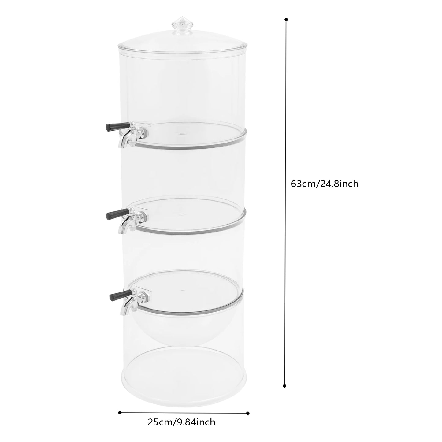 Beverage Dispenser, 3 Tier Stackable Drink Dispenser with Faucet, Acrylic Large Capacity for Party Wedding Catering Tea Juice