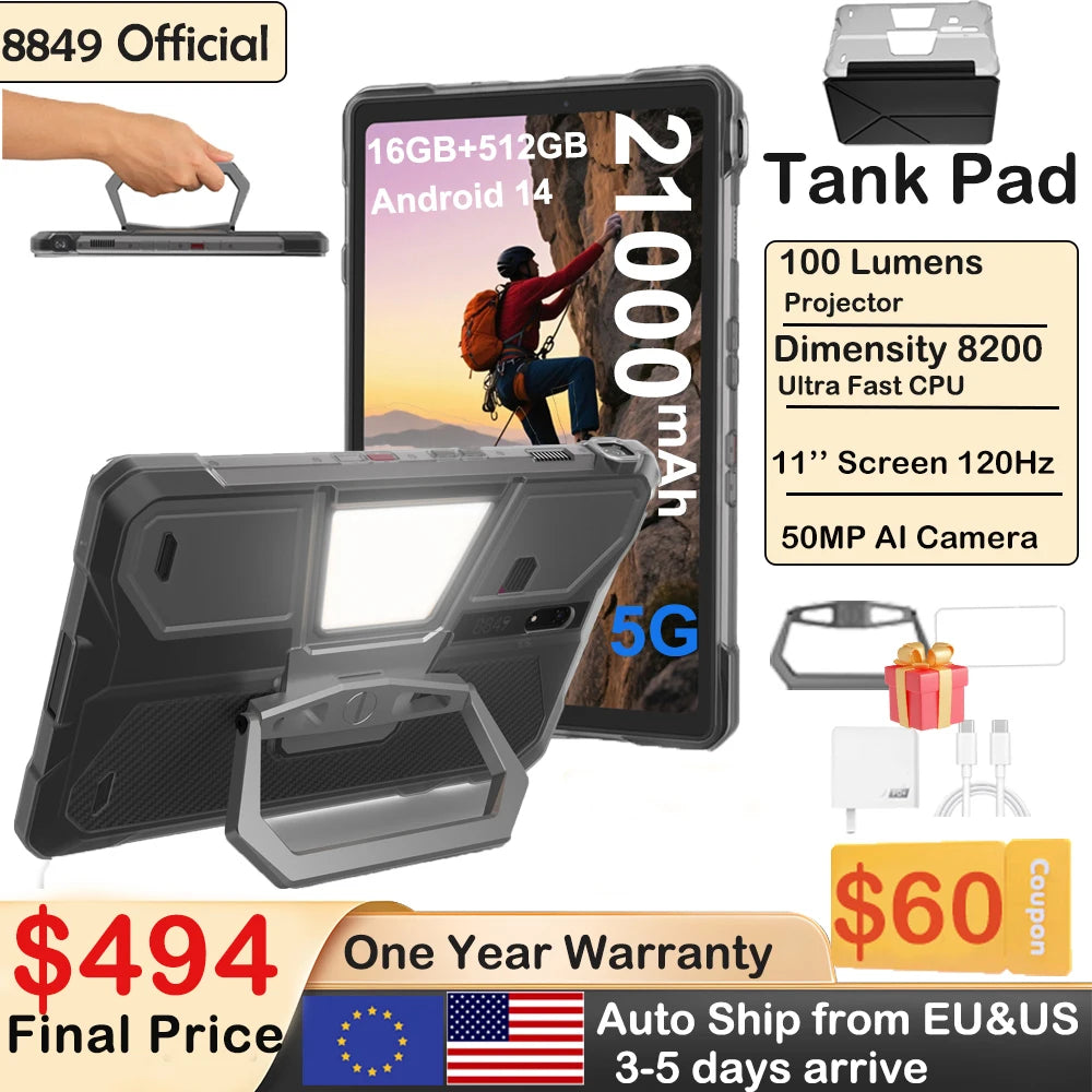 8849 Rugged Projector Tablet Smartphone Unihertz Dual Cameras
