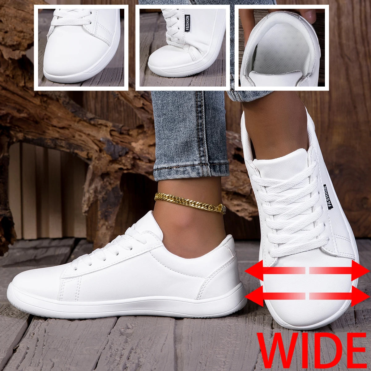 Women Wide Toe Box Nylon Lace Up Skate Sneakers Shoes