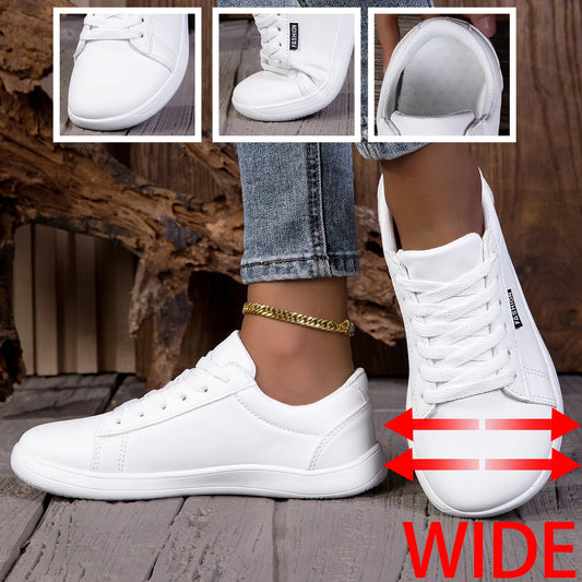 Women Wide Toe Box Nylon Lace Up Skate Sneakers Shoes