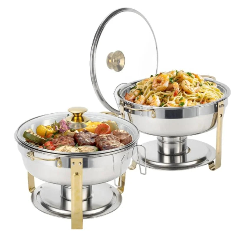 Stainless Steel Chafing Dish Chafer Pan With Glass Lid