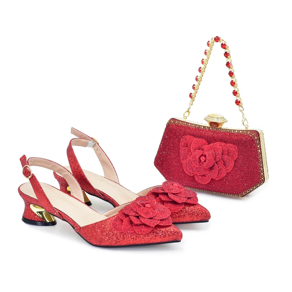 Ascendancy Ladies Shoes And Bag Set Rhinestone Bride Wedding Shoes