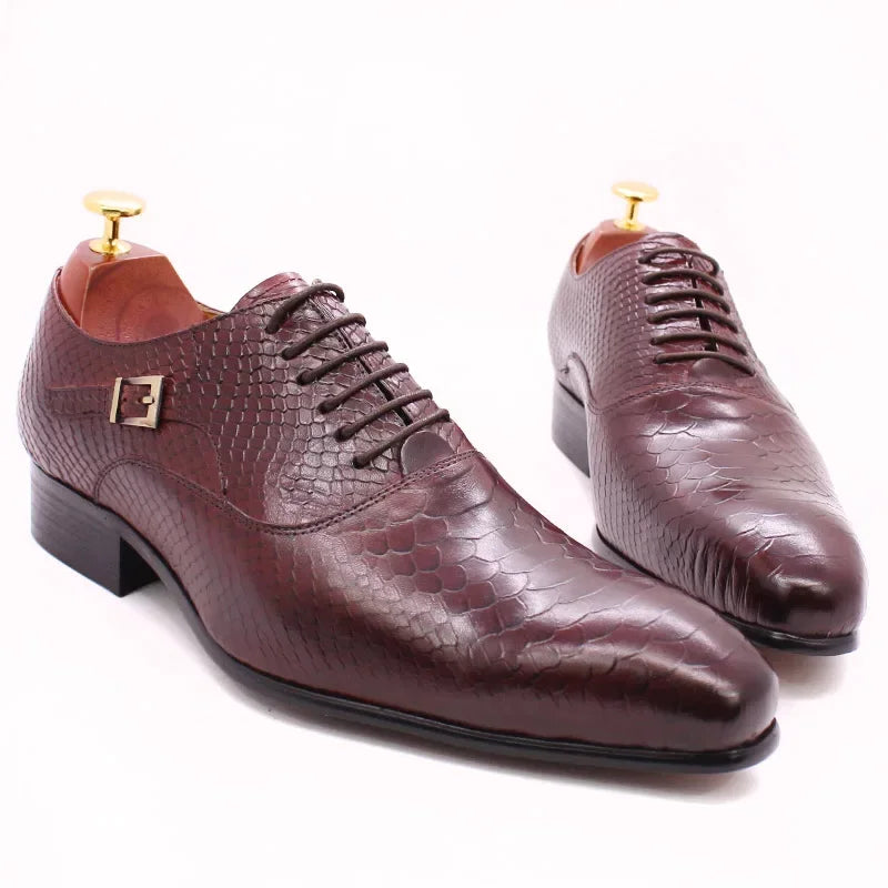 Daniel Wafer Luxury Men's Oxford Shoes Snake Skin Print
