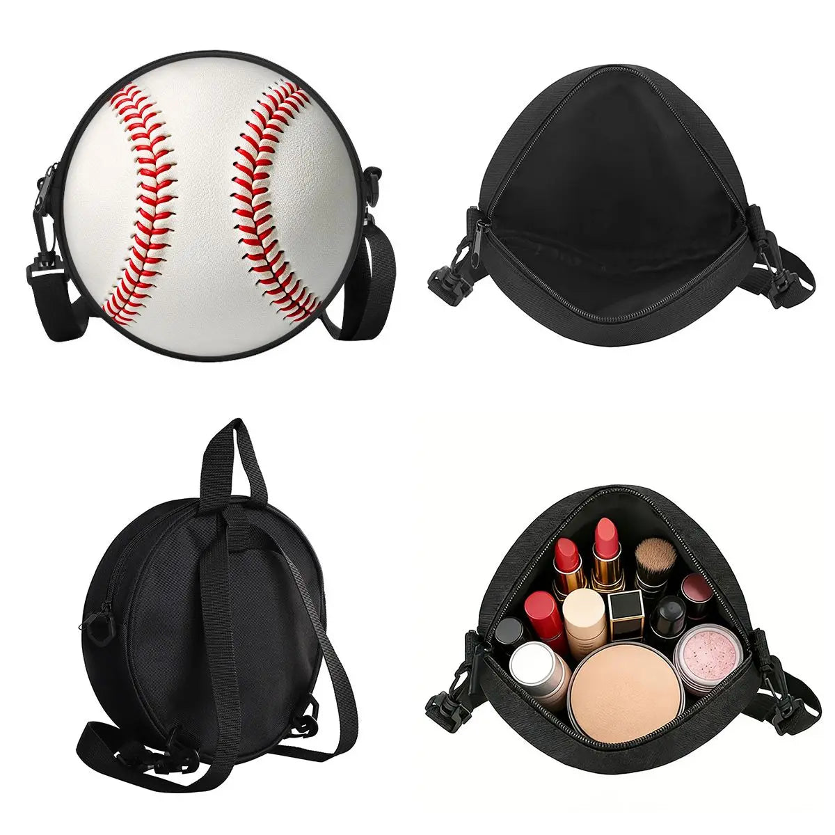 Baseball Print Round Shoulder Bag Casual Messenger Bag for Woman Best Gifts 2D Flat Casual Daily Crossbody Bag