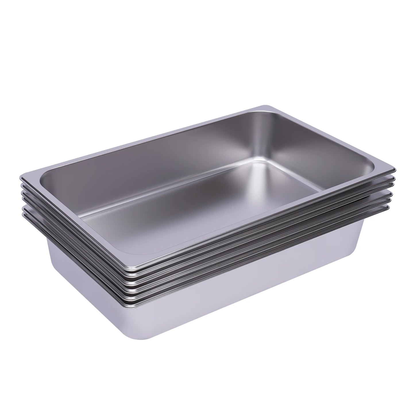 Stainless Steel Steam Pan, 1/1 Size 6 Pack, Deep 4 Inch, 20.87x12.99 Inch, Large Capacity Food Pan, Commercial Restaurant Buffet, Catering Steam Table