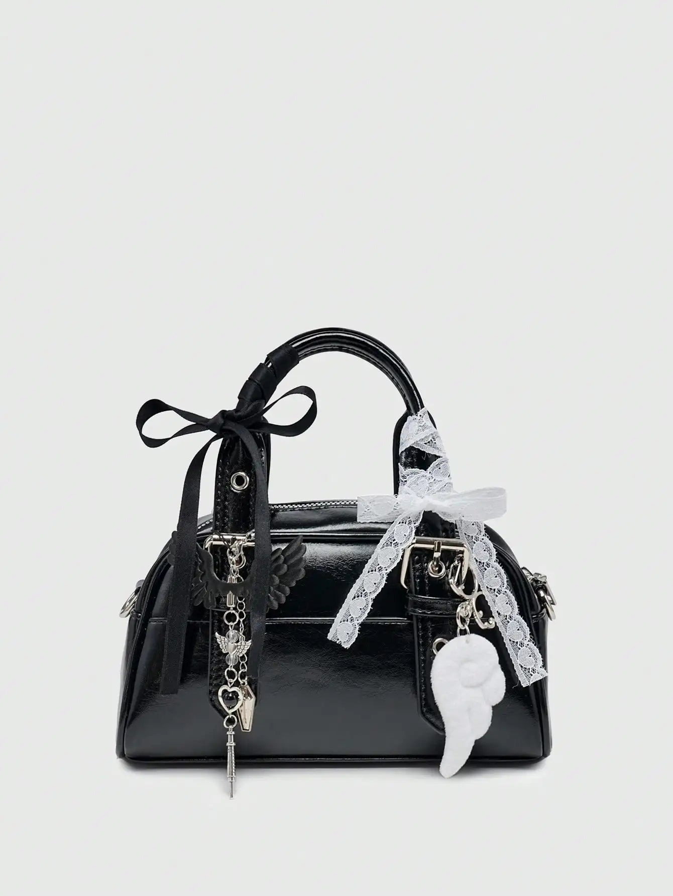 Womens Ballet Style Cherry Pearl Bow Mini Handbag Purse Kawaii