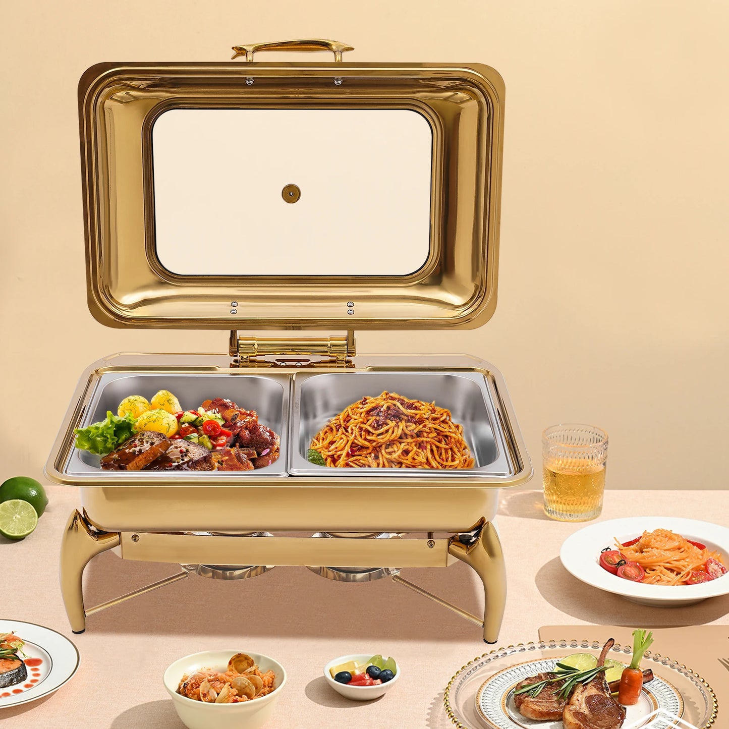 Bymaocar 9L Dual Compartment Chafing Dish Buffet Set