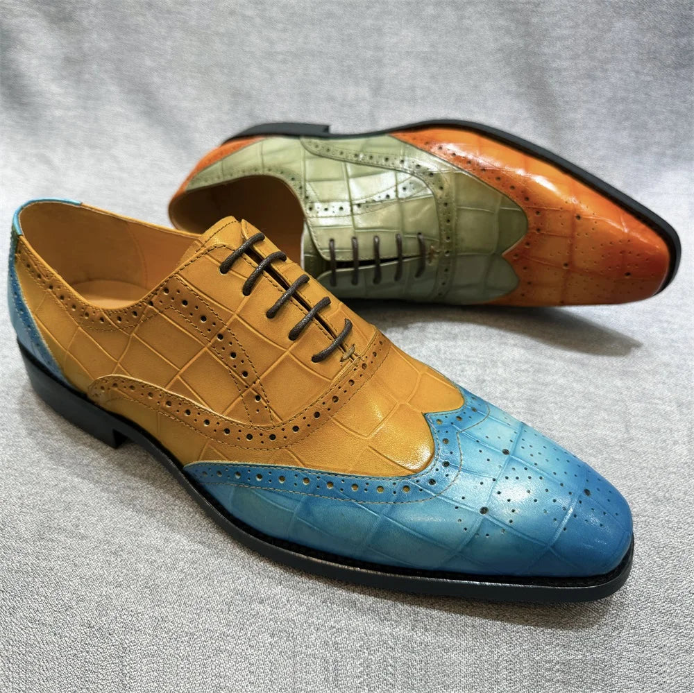 Felix Chu Men's Genuine Leather Wingtip Oxfords