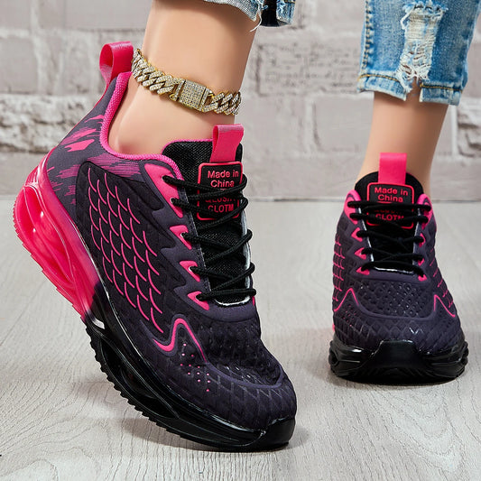 Air Cushion Mesh Sneakers Unisex Lace Up Running Shoes Breathable